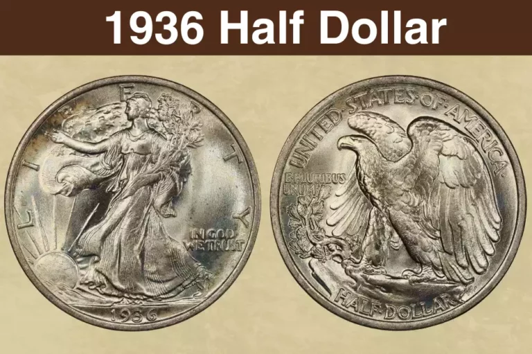 1936 Walking Liberty Half Dollar obverse and reverse showing Liberty striding design
