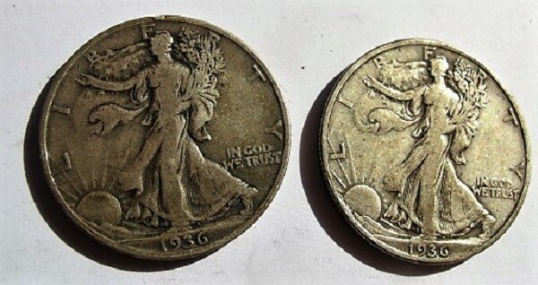 1936-P Walking Liberty Half Dollar DDO FS-101 close-up showing bold doubling on date and motto